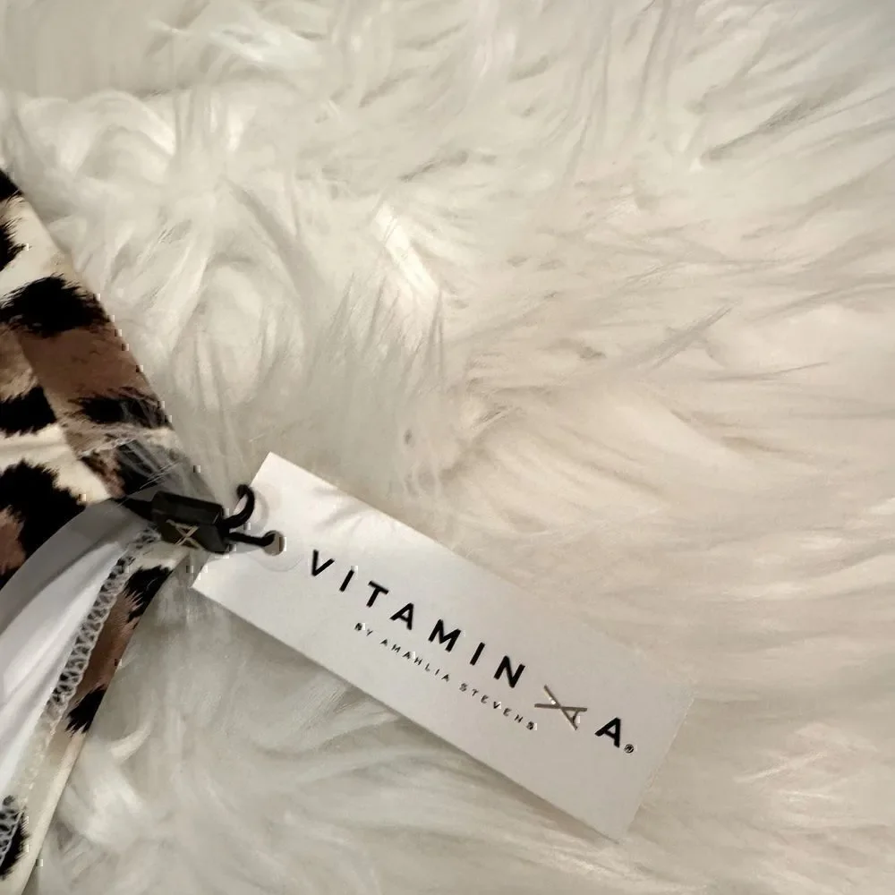 NWT Vitamin A Barcelona High Waist Full Cut Bottom in Snow Leopard Size XS